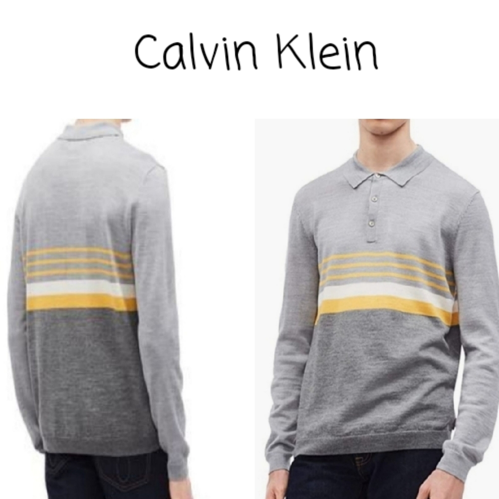 Calvin Klein NEW Ribben Hem Polo Sweater